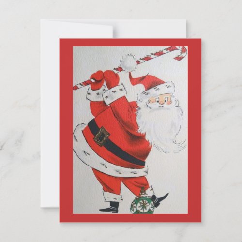 Vintage Christmas Santa Swings Club At Ornaments Holiday Card