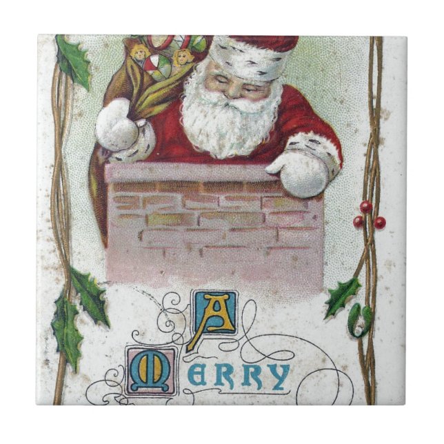 Vintage Christmas Santa Tile (Front)