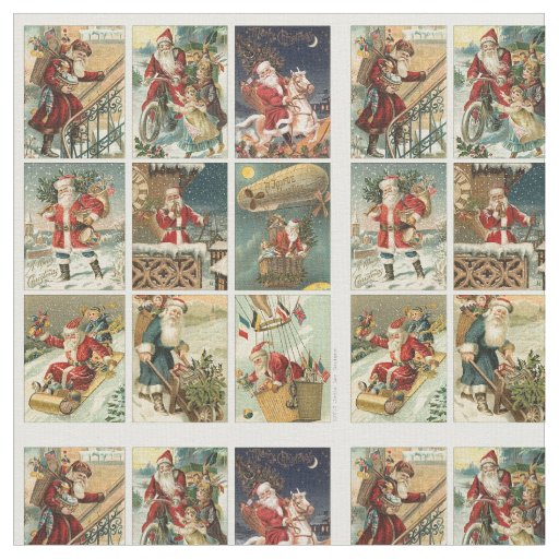 Vintage Christmas Santa Tiled Image Fabric
