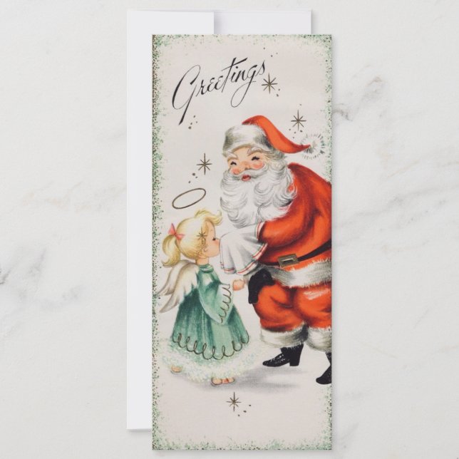 Vintage Christmas Santa With Angel Holiday Card (Front)
