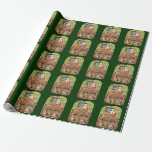 Vintage Christmas Santa with Elves in the Workshop Wrapping Paper