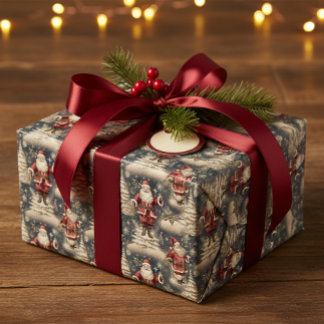 Vintage Christmas Santa Wrapping Paper