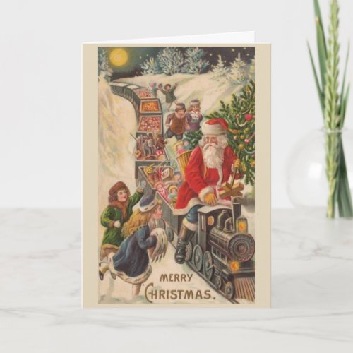 Vintage Christmas_Santas Train of Toys  Treats Card