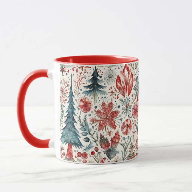 Vintage Christmas Scandinavian Design Mug (Left)