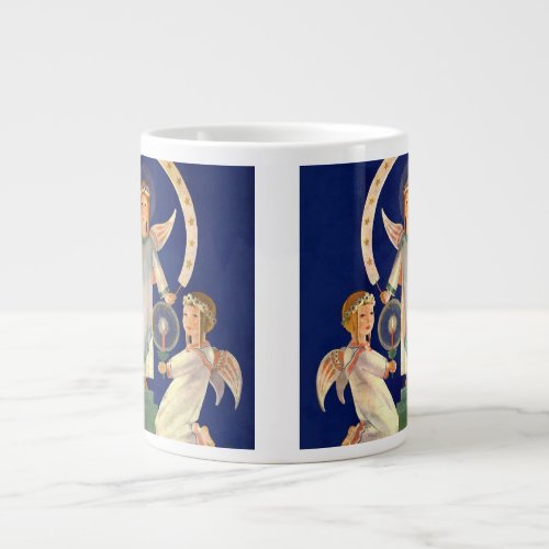 Vintage Christmas Scandinavian Santa Lucia Angels Giant Coffee Mug