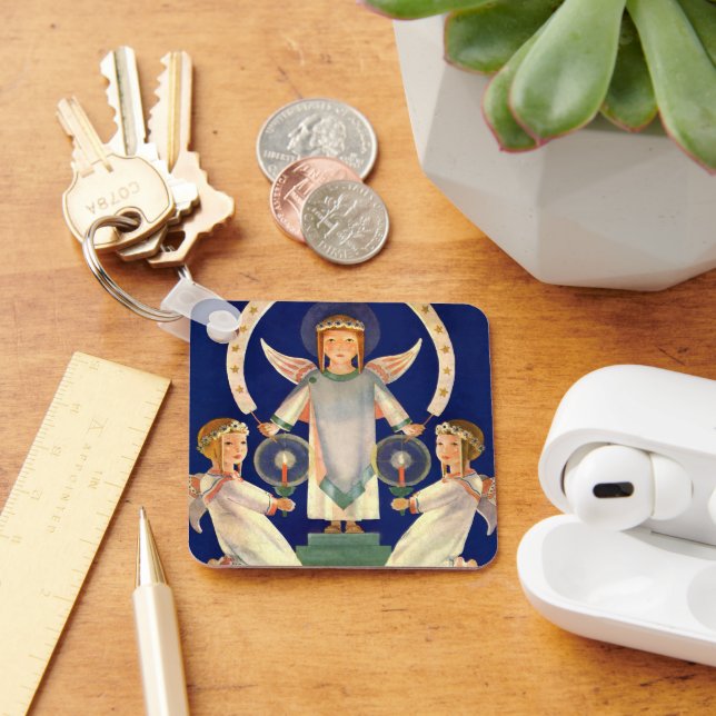 Vintage Christmas, Scandinavian Santa Lucia Angels Keychain (Desk)