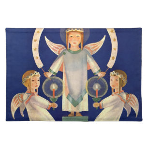 Vintage Christmas, Scandinavian Santa Lucia Angels Placemat