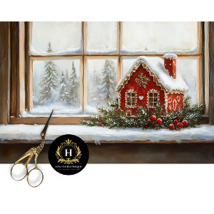 Vintage Christmas Scene Gingerbread Decoupage Tissue Paper