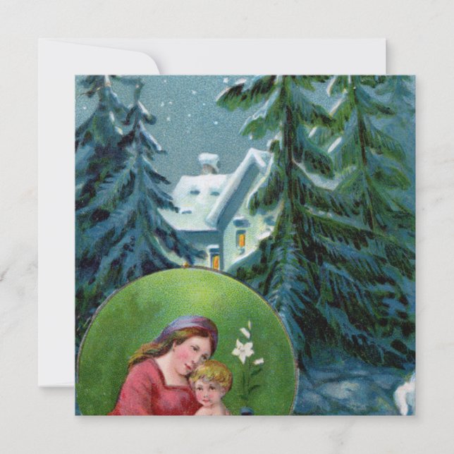 Vintage Christmas Scene Holiday Card (Front)