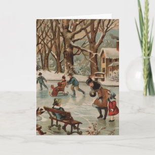 Vintage Christmas scene Holiday Card