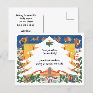 Vintage Christmas Scene with Santa Claus Postcard