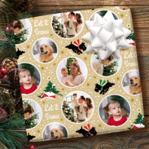 Vintage Christmas Scottie Dog Photo Collage Gold