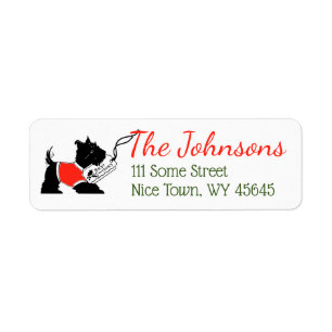 Vintage Christmas Scottie Dog Return Address Label