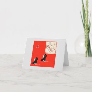 Vintage Christmas Scottie Dogs Joy to the World Card