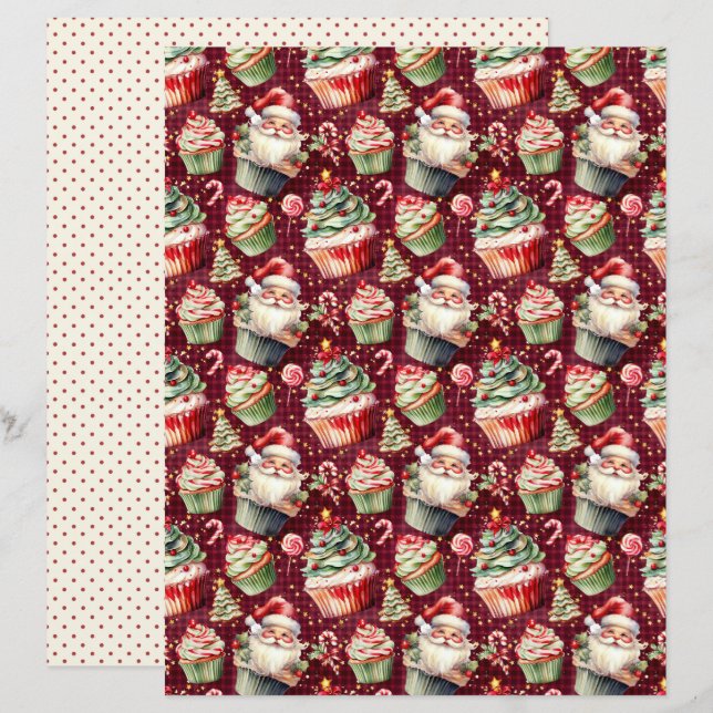 Vintage Christmas Scrapbook Paper (Front/Back)