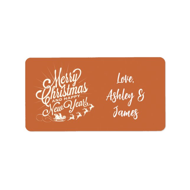 Vintage Christmas Script Burnt Orange Gift Label (Front)