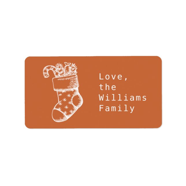 Vintage Christmas Script Burnt Orange Gift Label (Front)