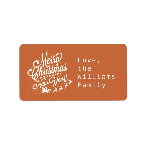 Vintage Christmas Script Burnt Orange Gift Label