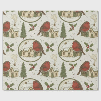 Vintage Christmas Seamless Pattern Wrapping Paper