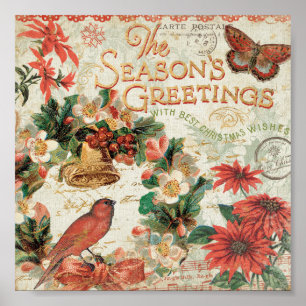 Vintage Christmas Season's Greetings Poster