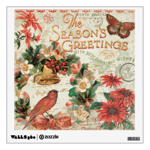 Vintage Christmas Seasons Greetings Wall Decal