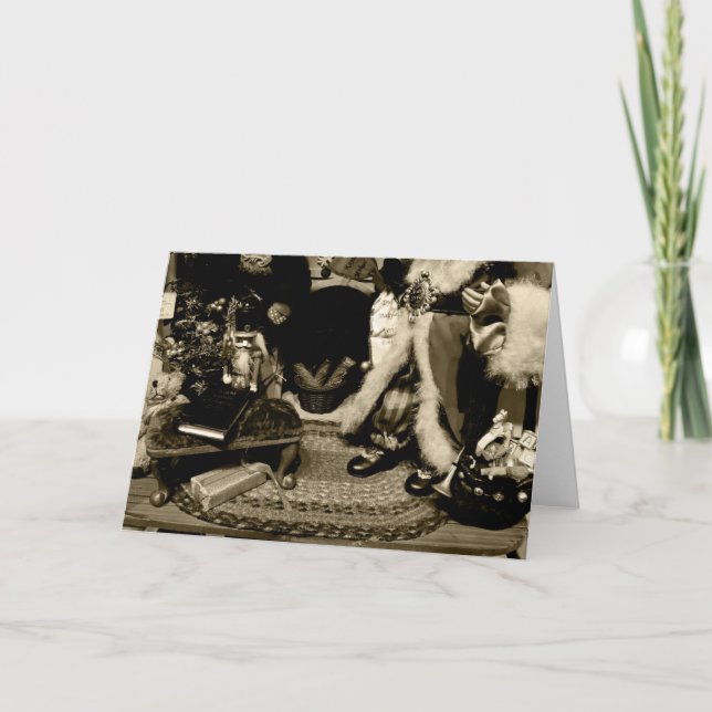 Vintage Christmas Sepia Photo Holiday Card (Front)