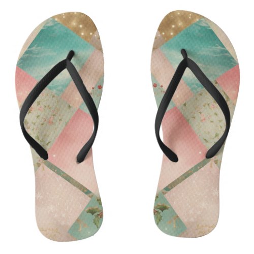 Vintage Christmas Shabby Chic Dreamy Mist Pastel  Flip Flops