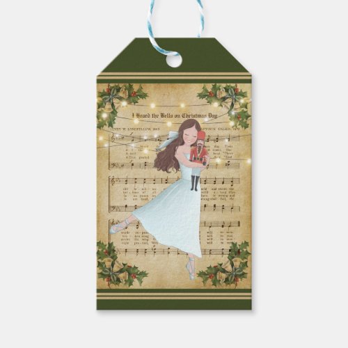 Vintage Christmas Sheet Music and Ballerina Gift Tags