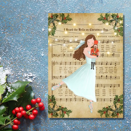 Vintage Christmas Sheet Music and Ballerina Holiday Card