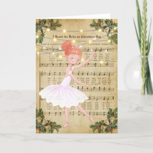 Vintage Christmas Sheet Music and Ballerina Holiday Card