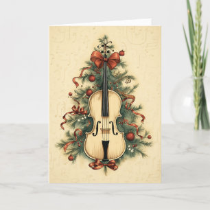 Vintage Christmas Sheet Music and Cello Holiday Card