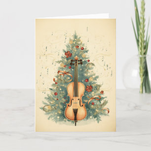 Vintage Christmas Sheet Music and Cello Holiday Card