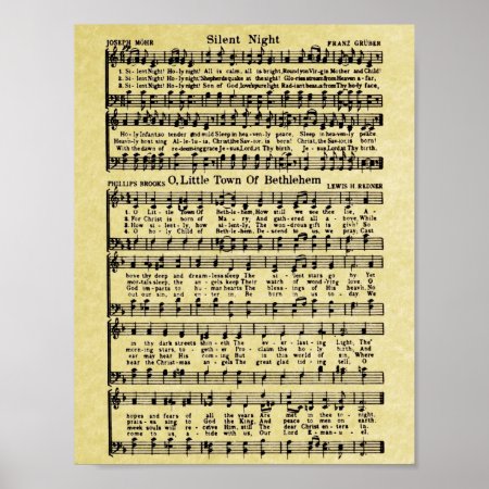 Vintage Christmas Sheet Music Replica Poster