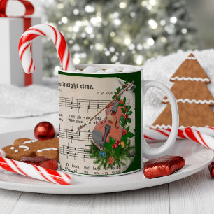 Vintage Christmas Sheet Music with Festive Violin Coffee Mug