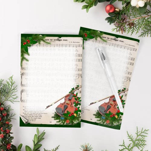 Vintage Christmas Sheet Music with Festive Violin Post_it Notes