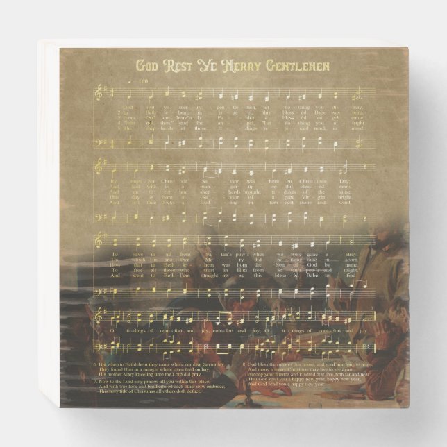 Vintage Christmas Sheet Music Wooden Keepsake Box  (Front Horizontal)