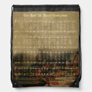 Vintage Christmas Sheet Music Wooden Keepsake Box Drawstring Bag
