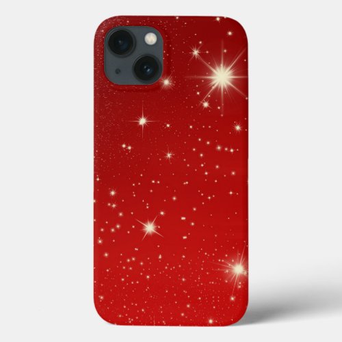 Vintage Christmas Shining Stars in Red Galaxy iPhone 13 Case