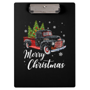 Vintage Christmas Shirt Tree on Car red Truck Clipboard