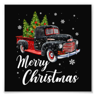 Vintage Christmas Shirt Tree on Car red Truck Photo Print