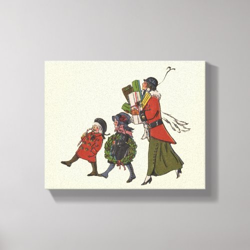 Vintage Christmas Shopping Canvas Print