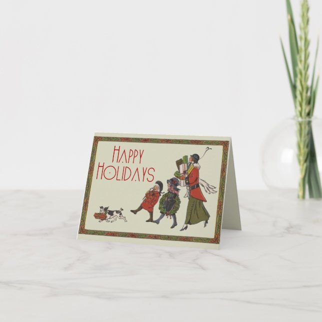 Vintage Christmas Shopping Family Fun Card