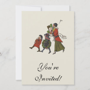 Vintage Christmas Shopping Family Fun Invitation