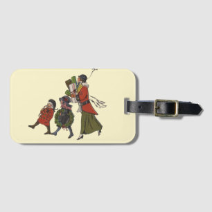 Vintage Christmas Shopping Family Fun Luggage Tag