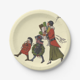 Vintage Christmas Shopping Family Fun Paper Plates