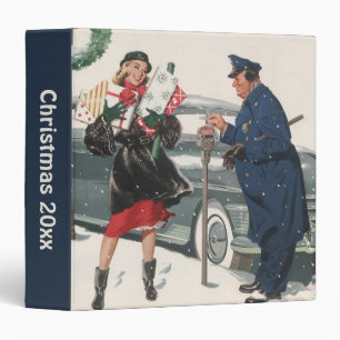 Vintage Christmas, Shopping Presents Policeman 3 Ring Binder