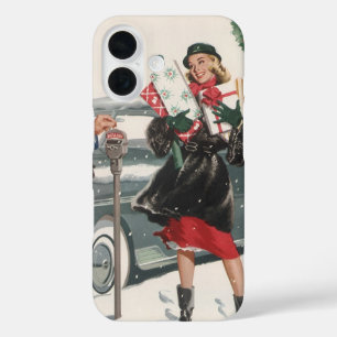 Vintage Christmas, Shopping Presents Policeman iPhone 16 Case