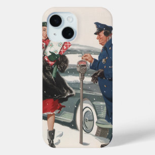Vintage Christmas, Shopping Presents Policeman iPhone 15 Case