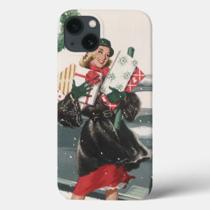 Vintage Christmas, Shopping Presents Policeman iPhone 13 Case