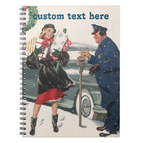 Vintage Christmas Shopping Presents Policeman Notebook